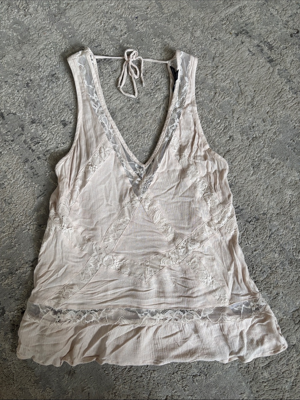 American Eagle Outfitters Blush Lace-Trim V-Neck Tank - Picture 1 of 3